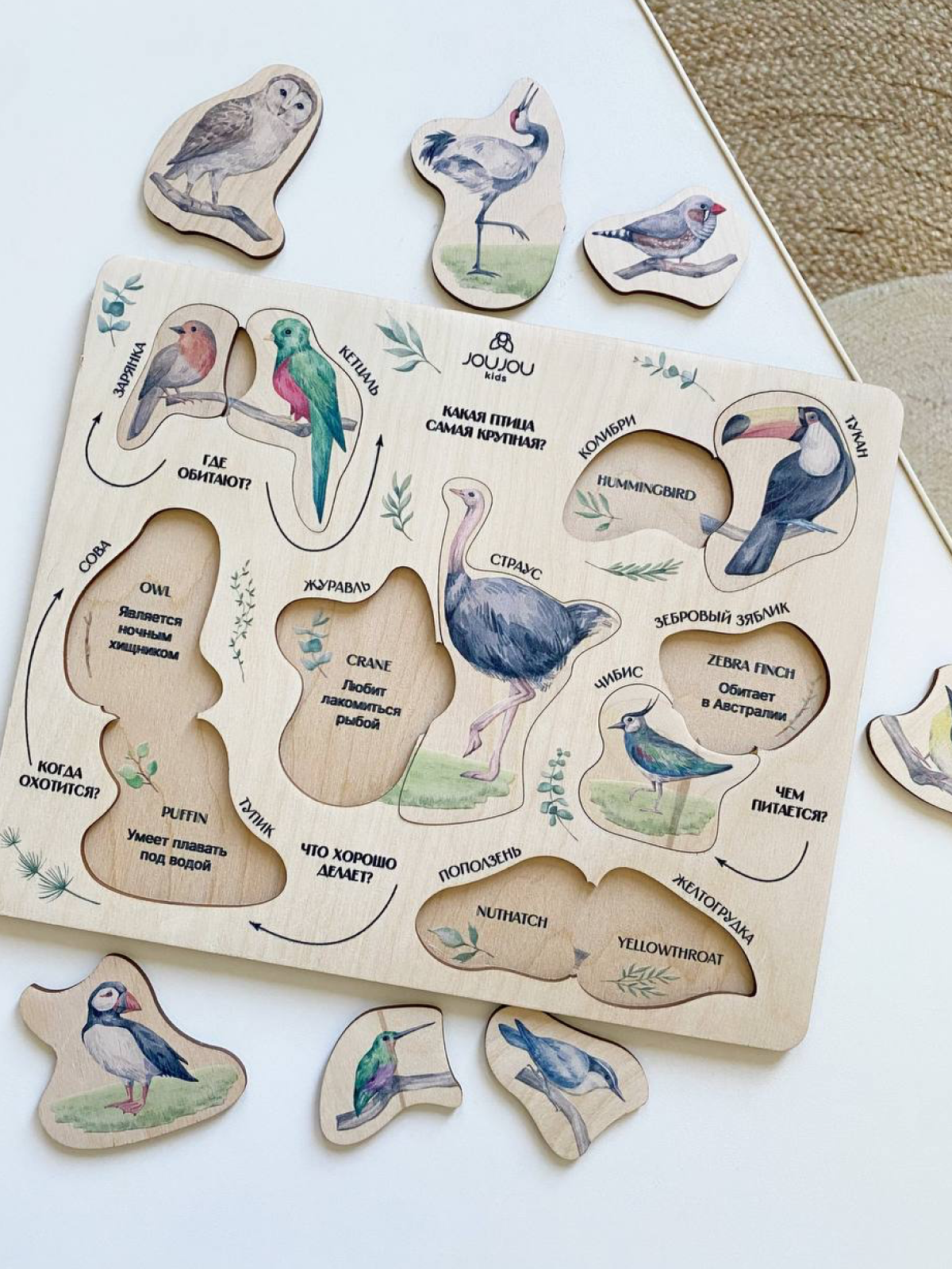 картинка Познавательный пазл «Мир экзотических птиц» от магазина JOUJOU