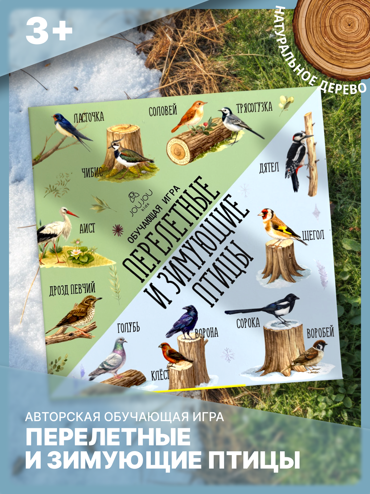 картинка Авторская игра по методике монтессори «Зимующие и перелетные птицы» от магазина JOUJOU