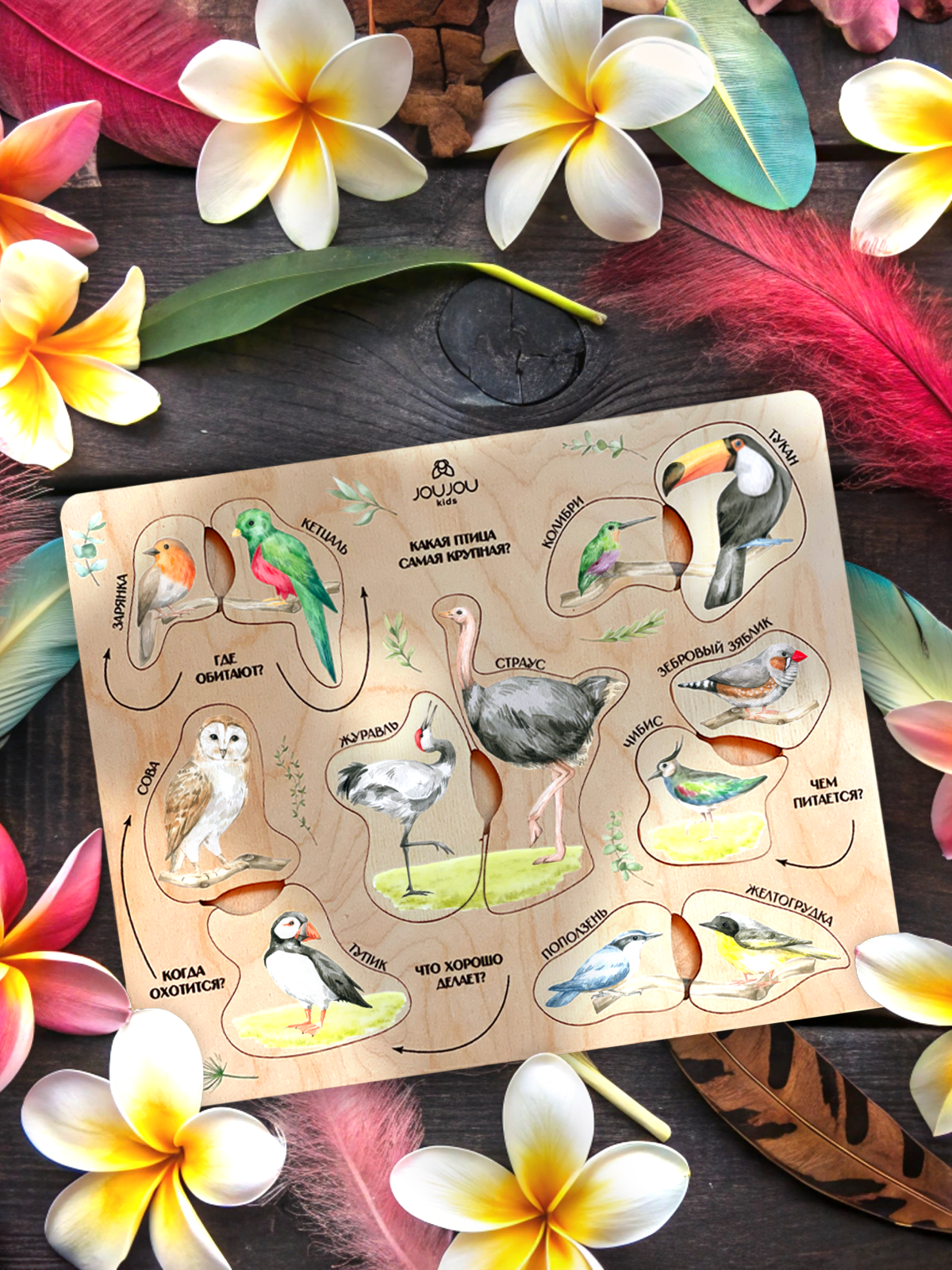 картинка Познавательный пазл «Мир экзотических птиц» от магазина JOUJOU